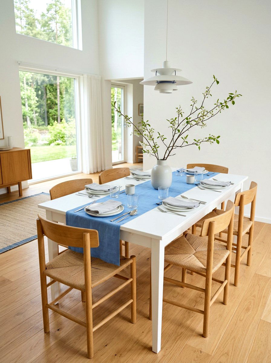 Scandinavian Blue White Table - 30 blue and white table decor ideas