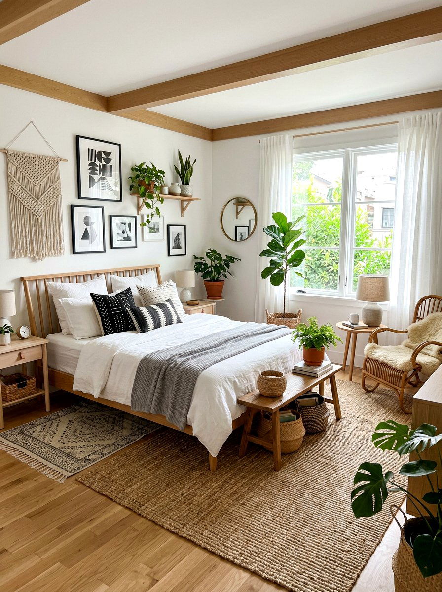 Scandinavian Boho Eclectic Bedroom - 30 eclectic bedroom ideas
