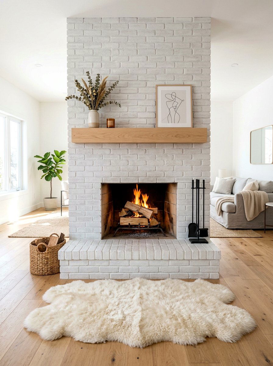 Scandinavian Brick Fireplace - 30 brick fireplace ideas