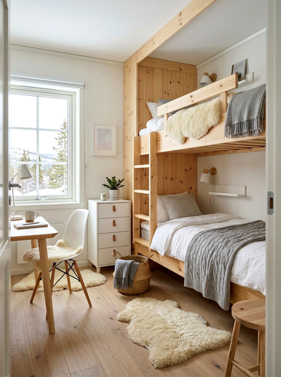 Scandinavian Bunk Room - 30 bunk room aesthetic ideas