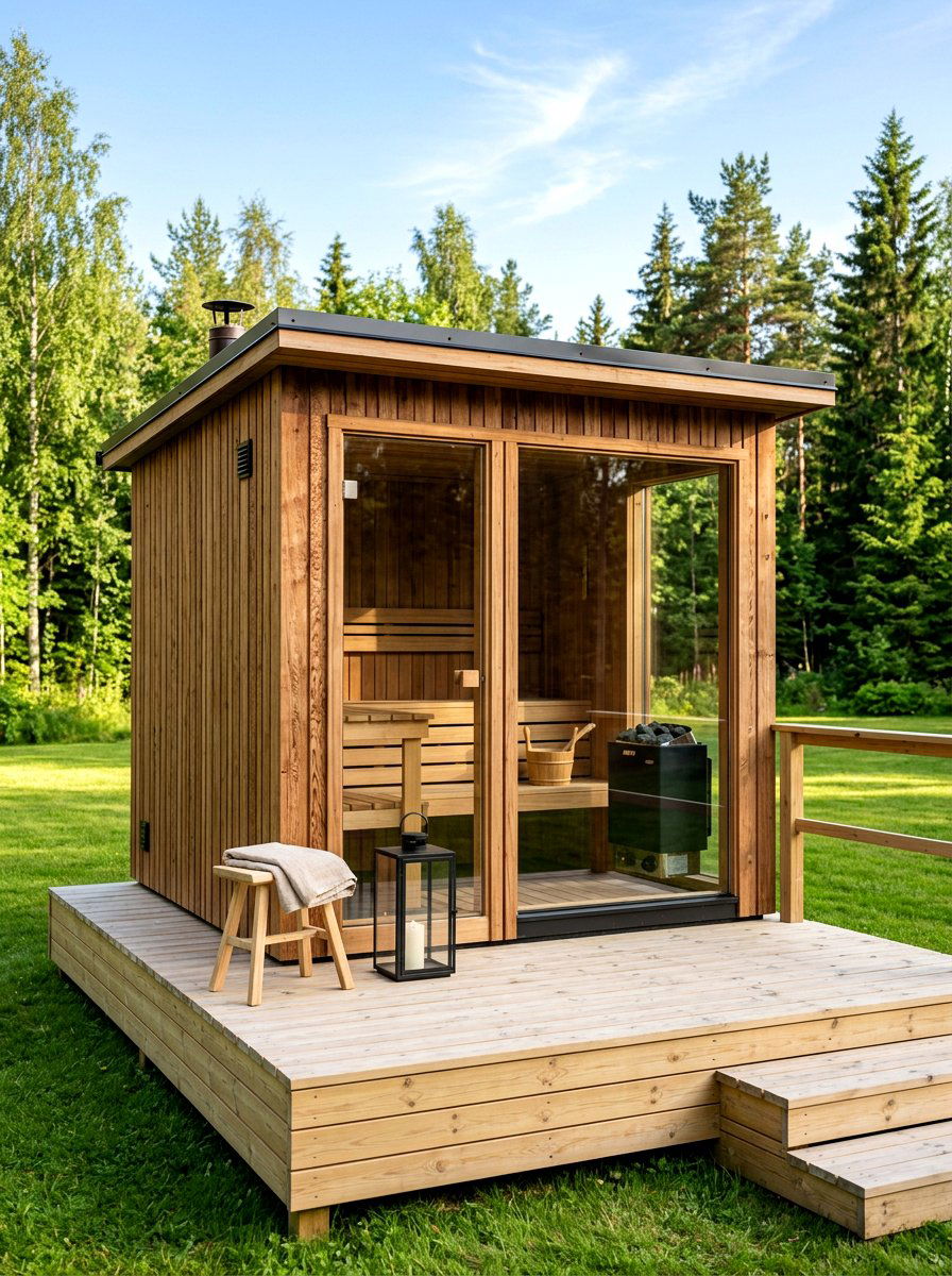 Scandinavian Cedar Sauna Deck - 30 sauna patio retreat ideas