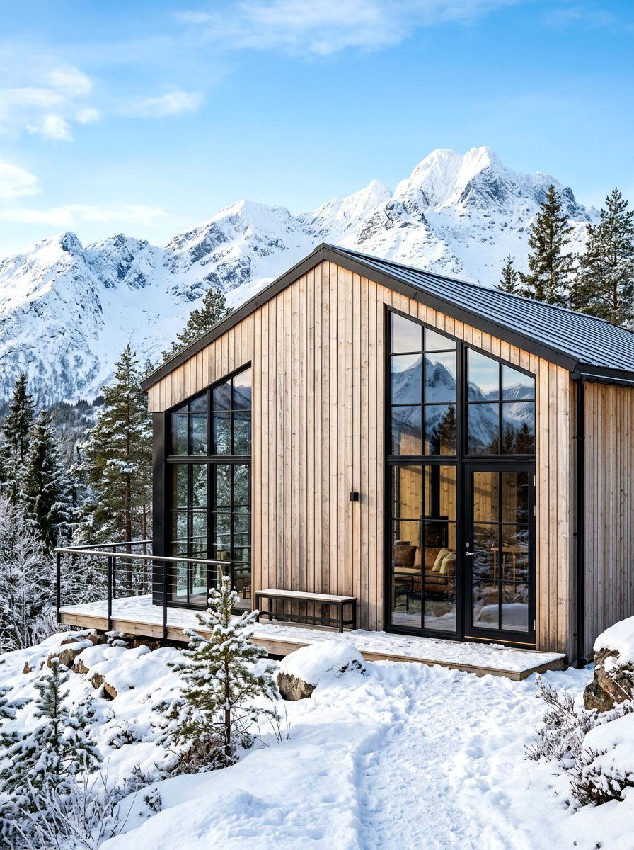Scandinavian Cedar Siding Cabin - 30 black bronze window exterior ideas