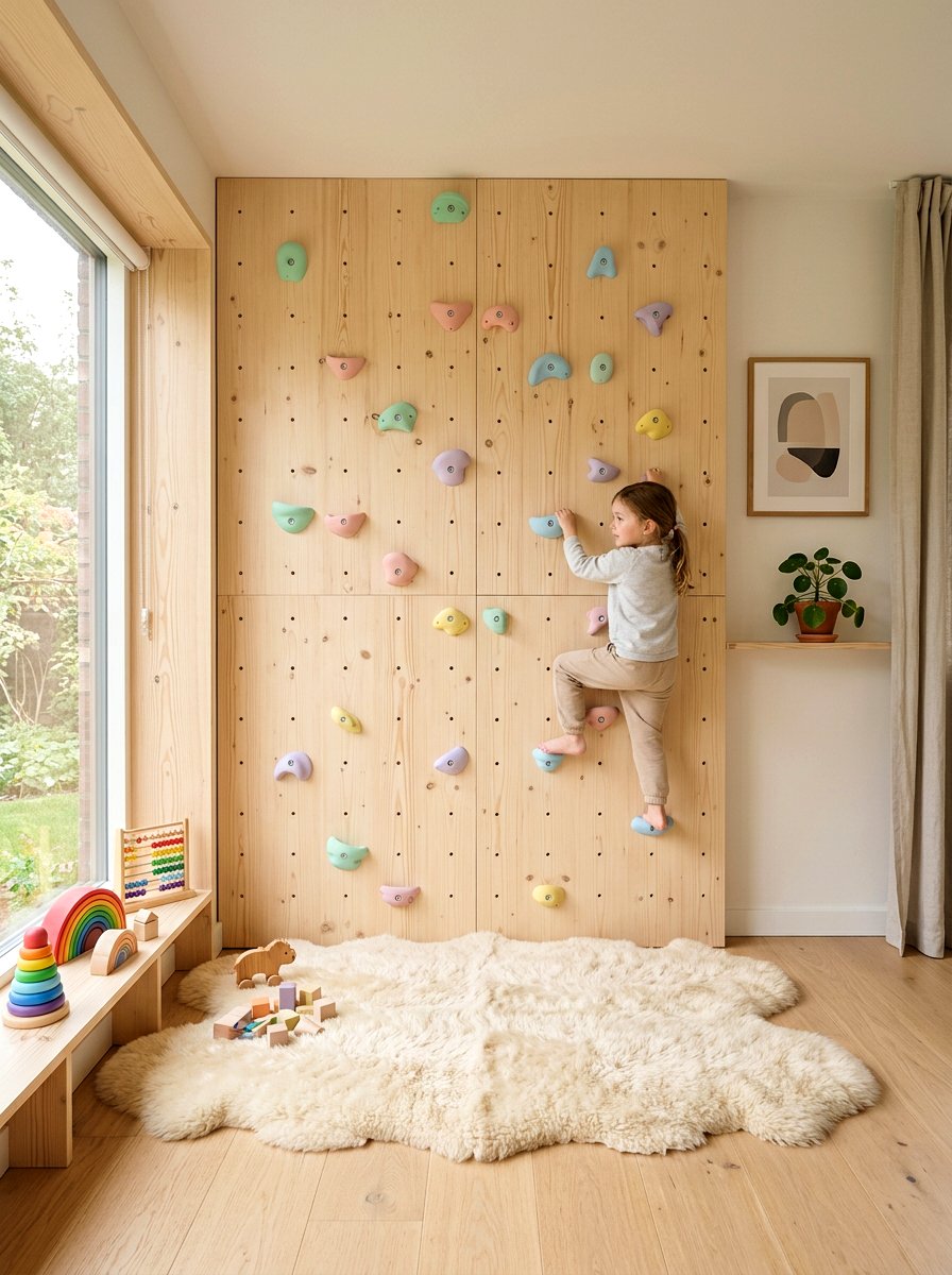 Scandinavian Climbing Wall - 30 climbing wall playroom ideas