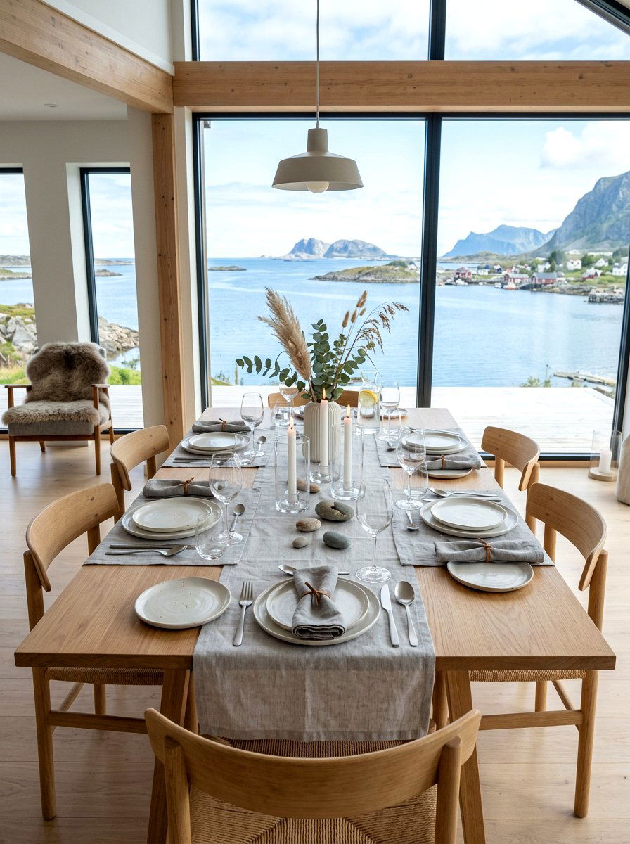 Scandinavian Coastal Table - 30 seafood dinner table ideas aesthetic