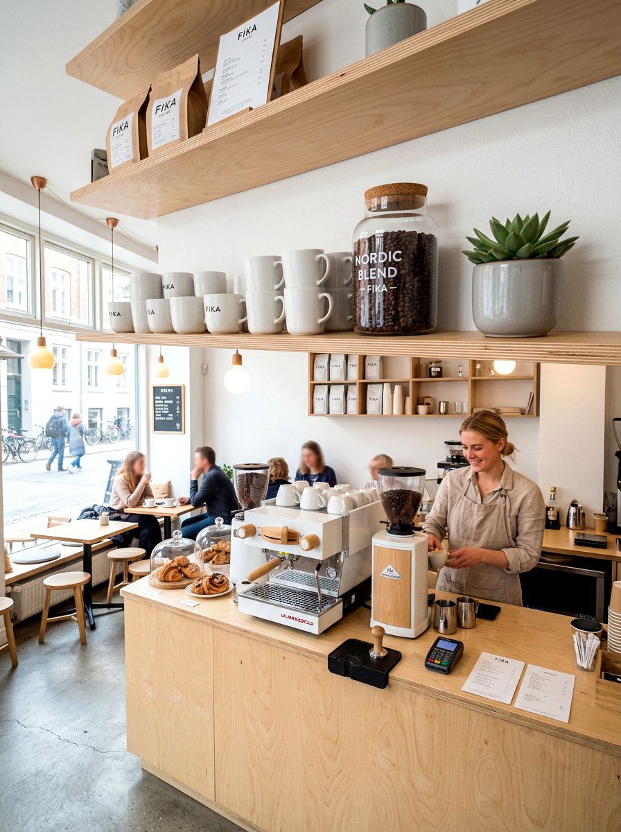 Scandinavian Coffee Bar Setup - 30 coffee station shelf styling ideas
