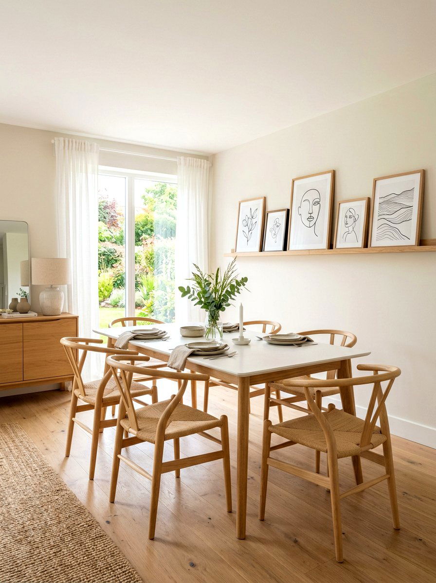 Scandinavian Dining Room Art Display - 30 dining room picture ledge ideas
