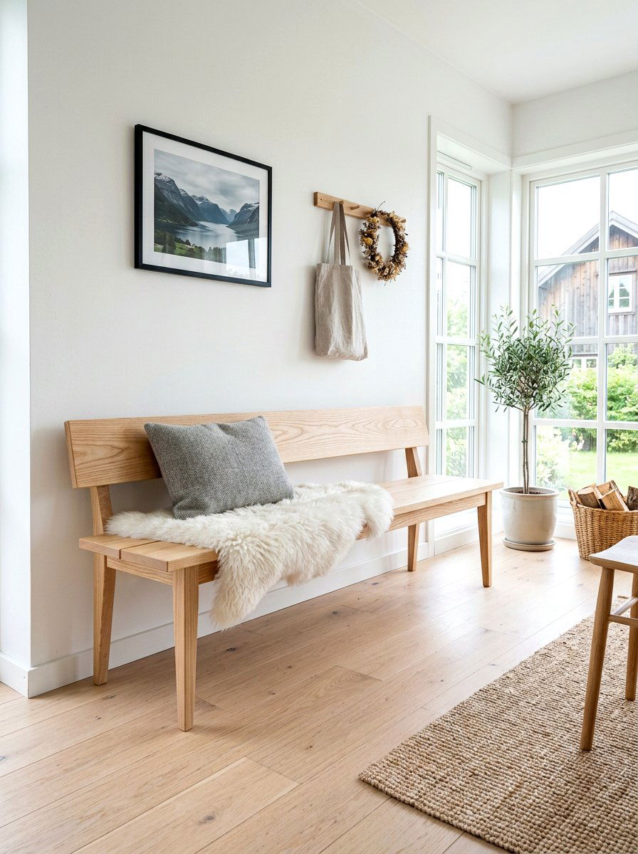 Scandinavian Farmhouse Bench - 30 farmhouse dining bench ideas
