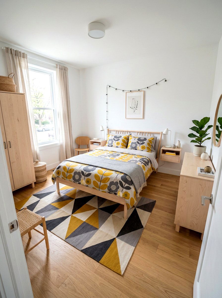 Scandinavian Floral Print Bedding - 30 floral bedding aesthetic ideas