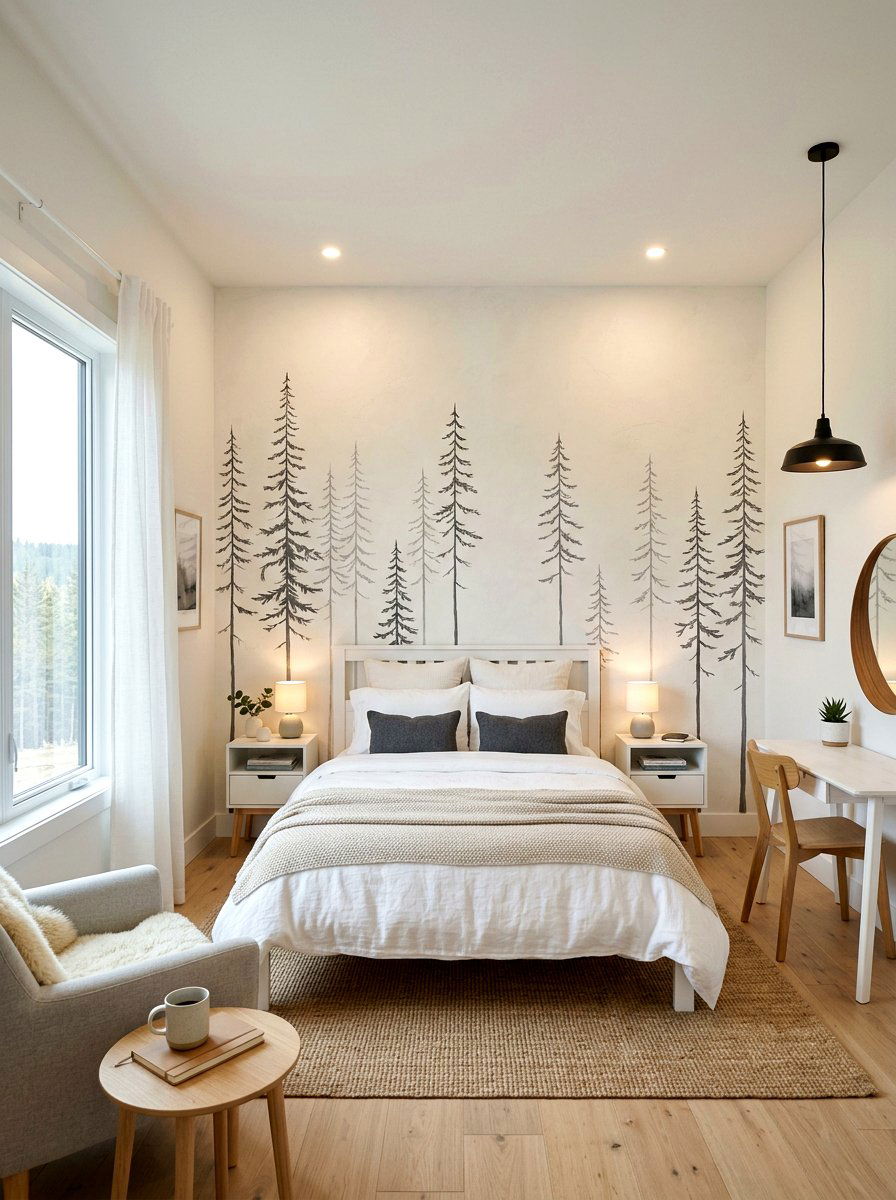 Scandinavian Forest Mural - 30 small room mural ideas