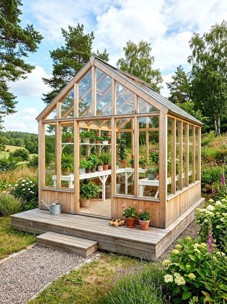 Scandinavian Greenhouse - 30 freestanding greenhouse ideas