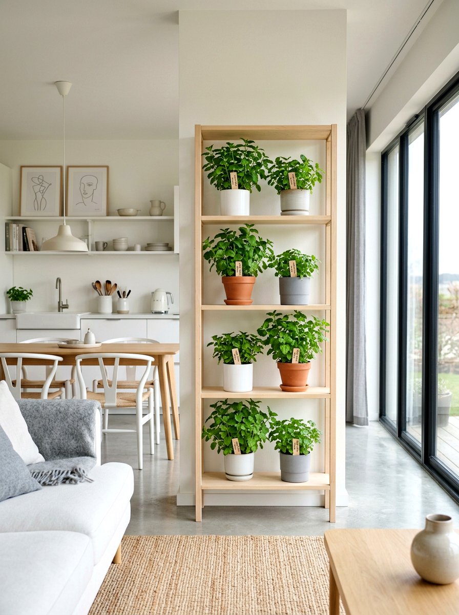 Scandinavian Herb Shelf Unit - 30 indoor herb shelf ideas