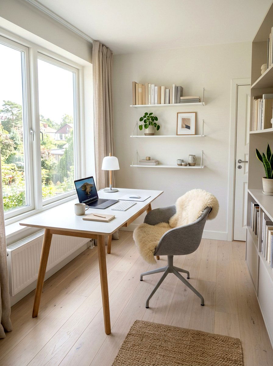 Scandinavian Home Office - 30 calm neutral office ideas
