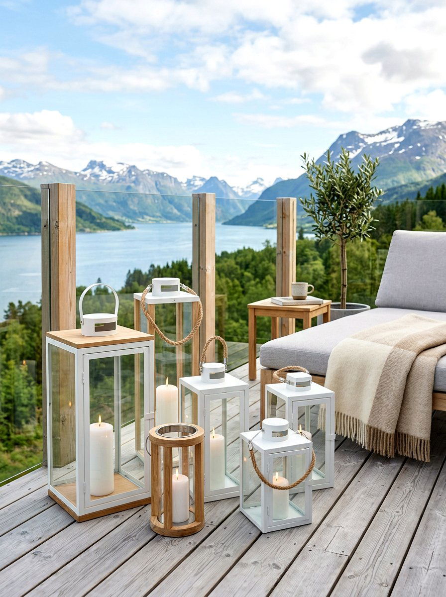 Scandinavian Lantern Cluster - 30 lantern cluster patio ideas