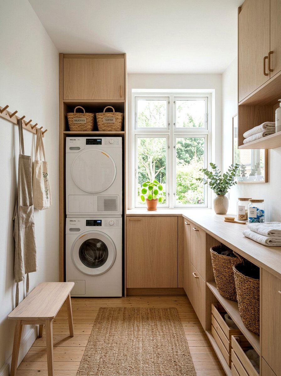Scandinavian Laundry Room - 30 stacked washer dryer ideas