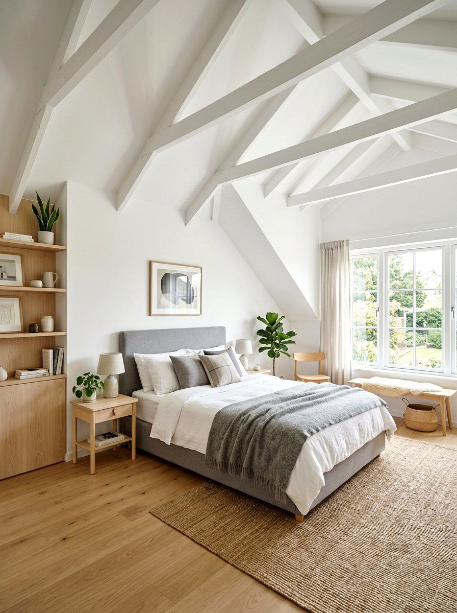 Scandinavian Layout - 30 sloped ceiling bedroom ideas