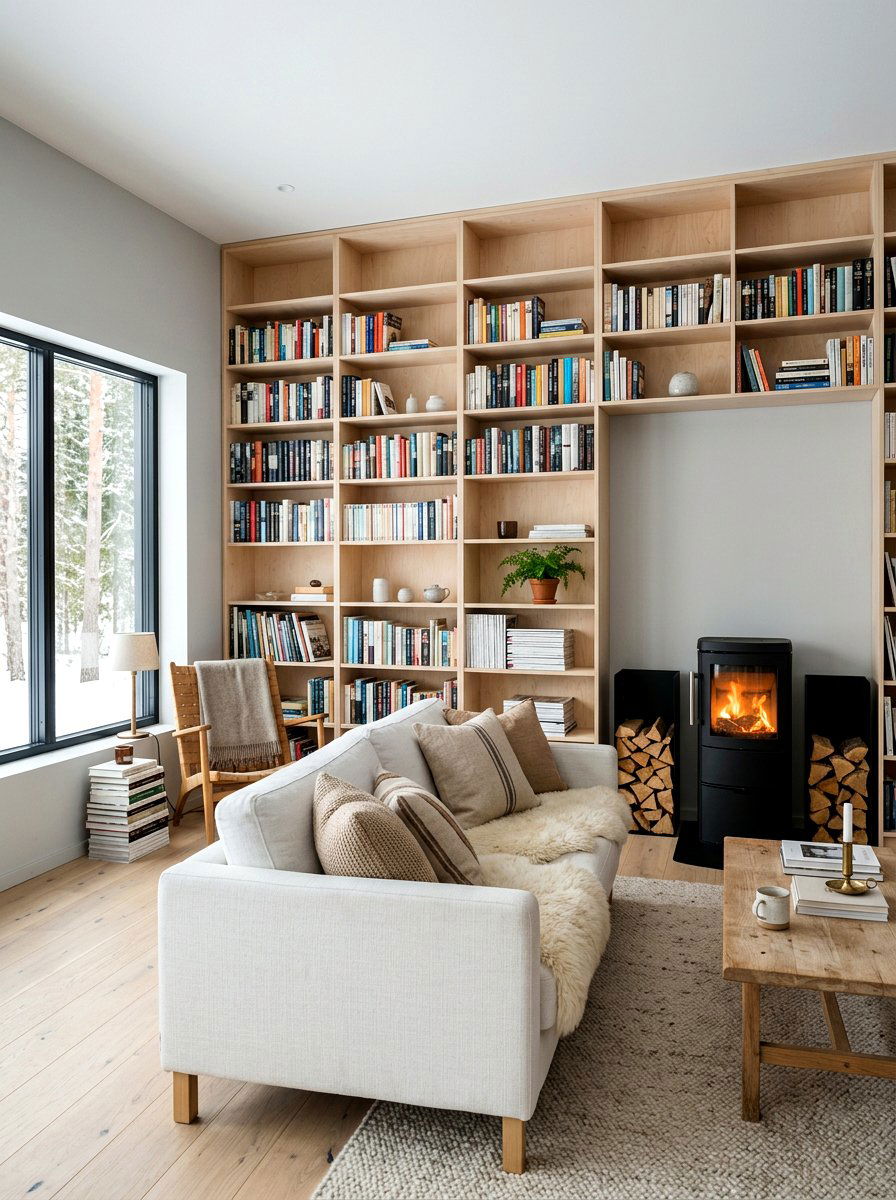 Scandinavian Library Living Room - 30 reading salon living room ideas