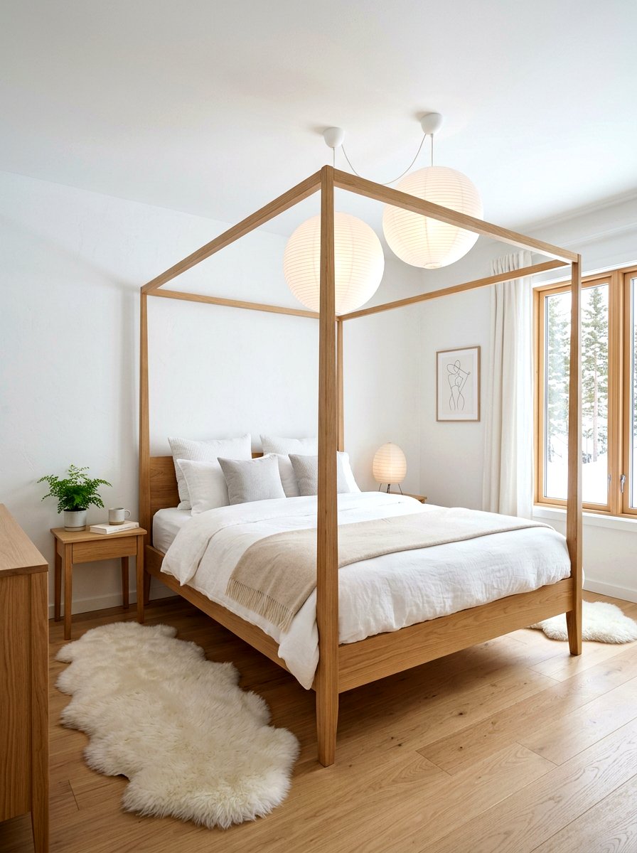 Scandinavian Light Oak Poster Bed - 30 four poster bed ideas