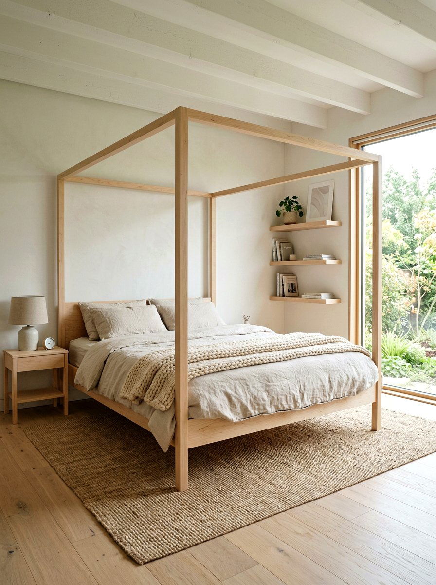 Scandinavian Light Wood Canopy Bed - 30 canopy bed ideas