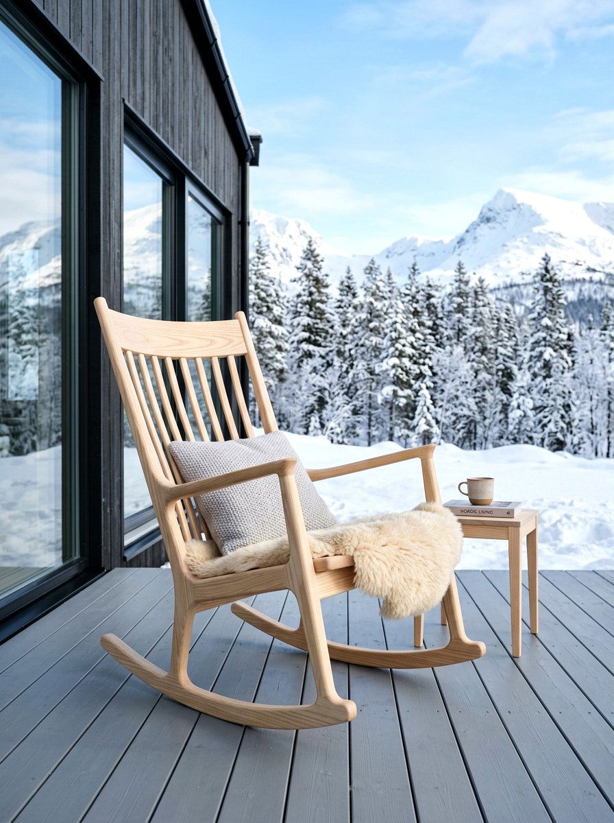 Scandinavian Light Wood Rocker - 30 porch rocking chair ideas
