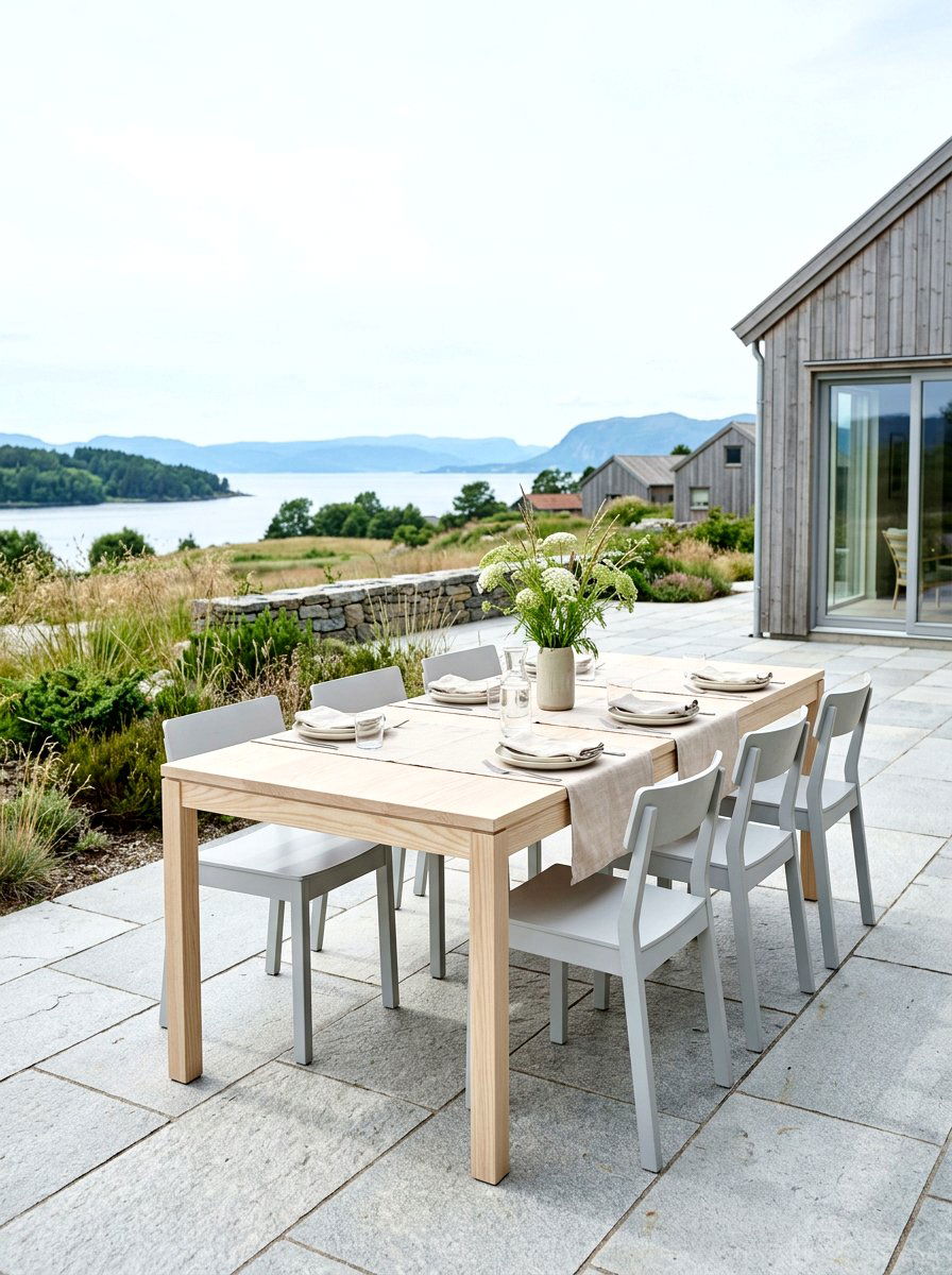 Scandinavian Light Wood Table - 30 garden dinner table ideas