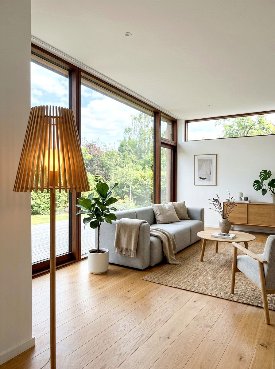 Scandinavian Living Room Slat Floor Lamp - 30 layered lamp living room ideas