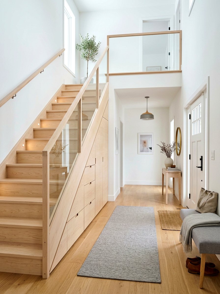Scandinavian Minimalist Foyer Staircase - 30 elegant foyer staircase ideas