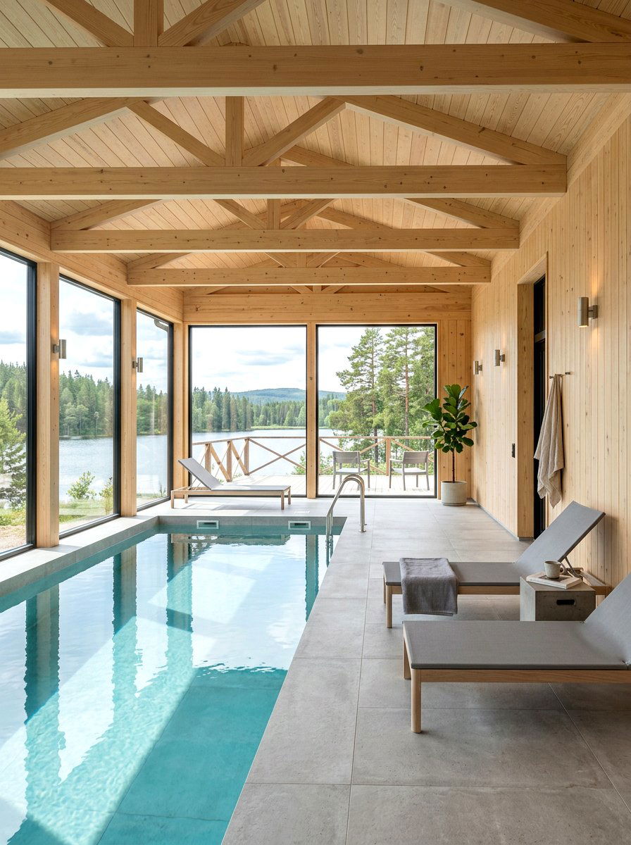 Scandinavian Minimalist Pool Room - 30 pool house lounge backyard ideas