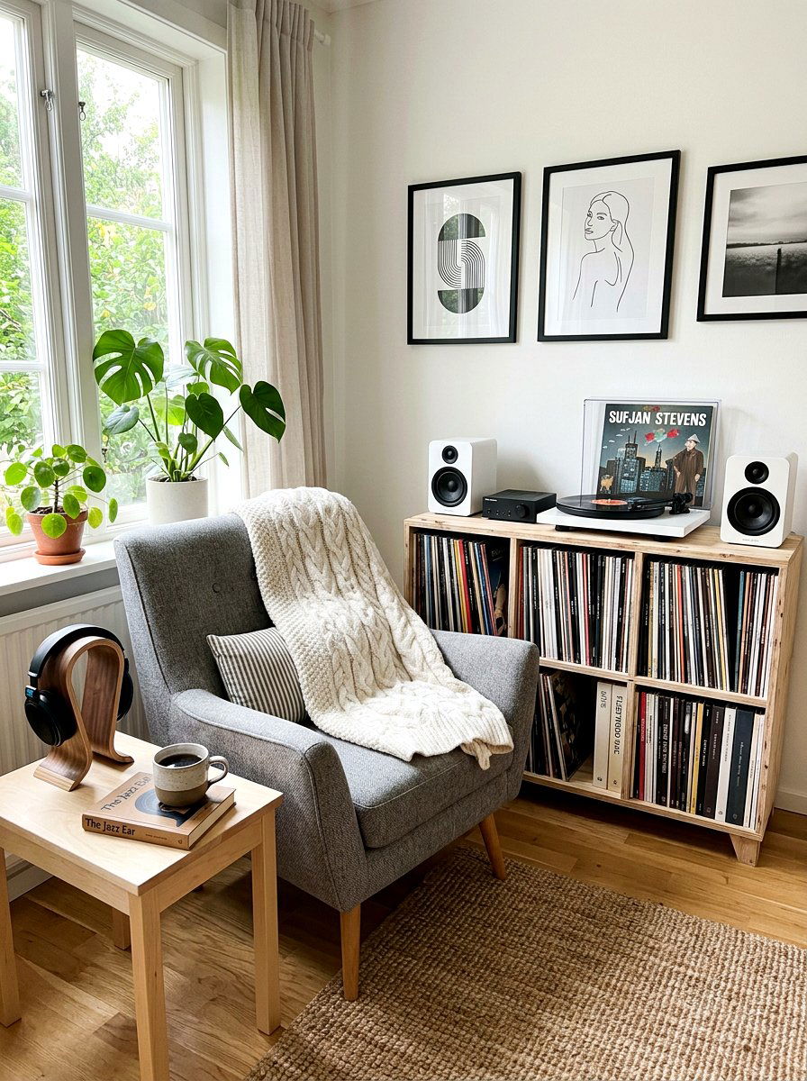 Scandinavian Music Nook - 30 listening lounge ideas