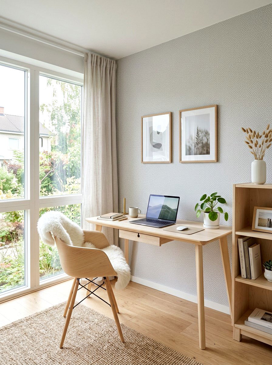 Scandinavian Neutral Wallpaper - 30 office wallpaper ideas