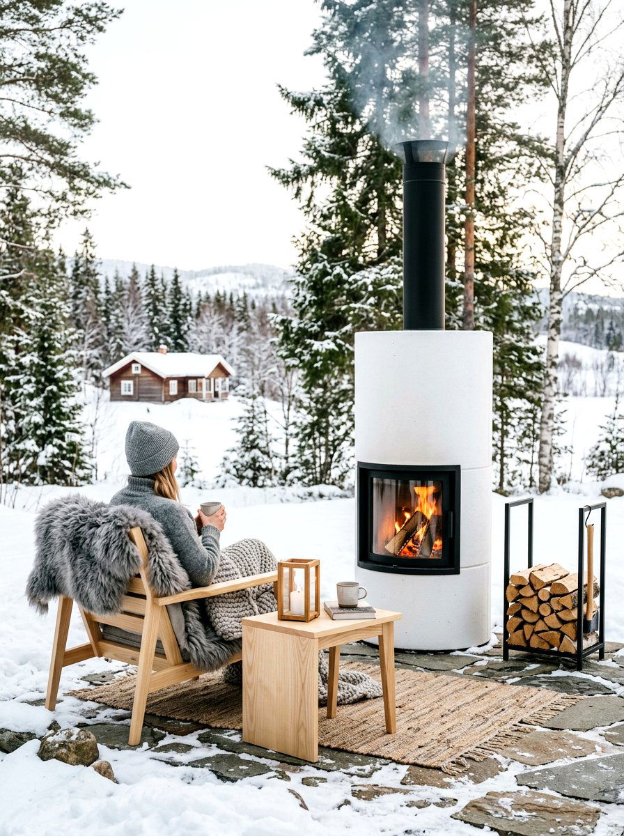 Scandinavian Outdoor Fireplace - 30 modern outdoor fireplace ideas