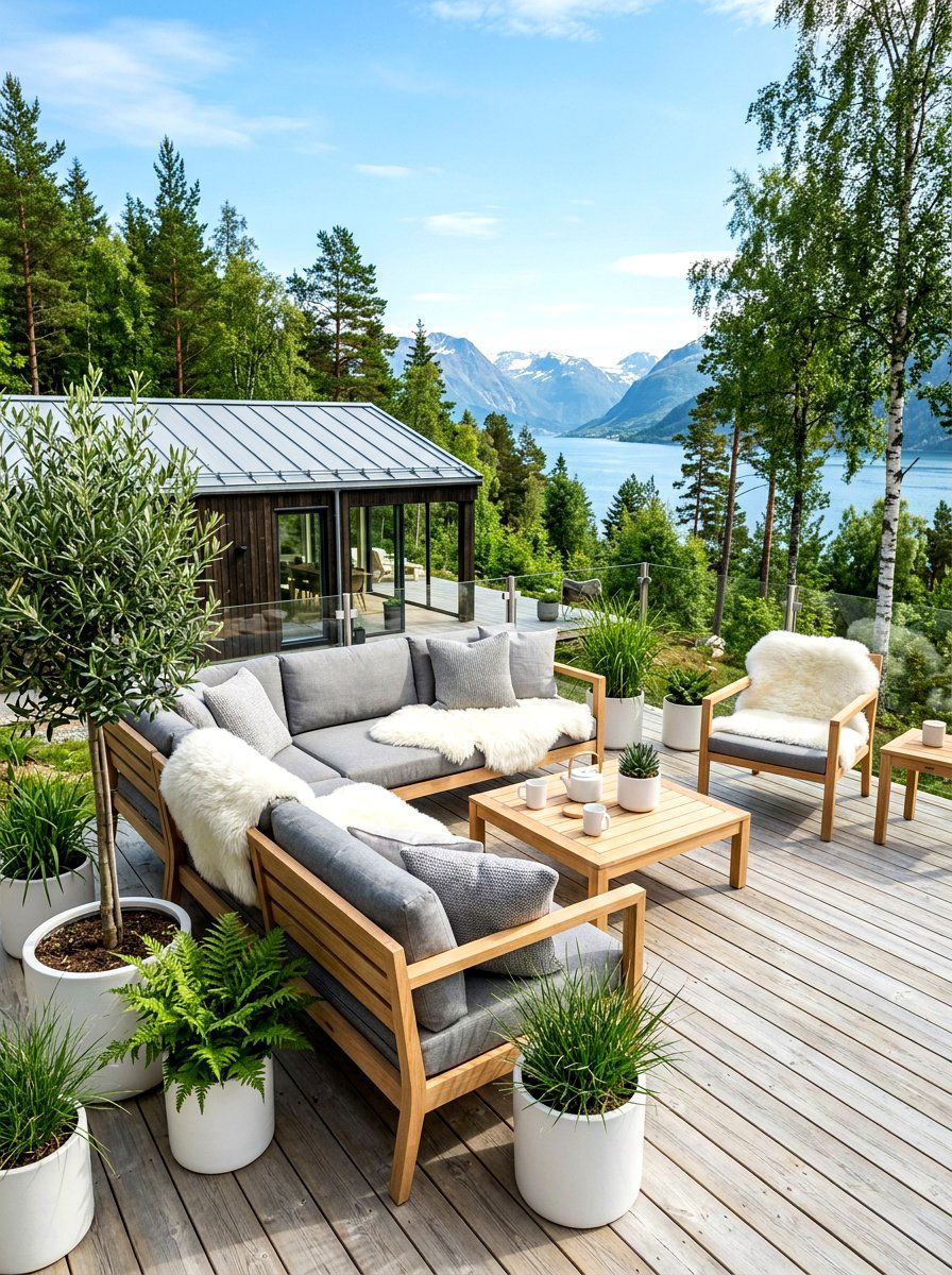 Scandinavian Outdoor Lounge Area - 30 condo balcony lounge ideas