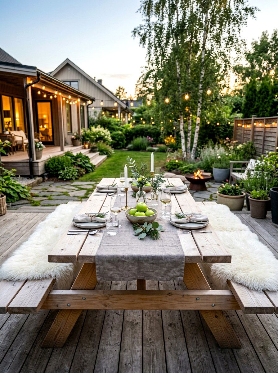 Scandinavian Outdoor Picnic Table - 30 outdoor picnic table decor ideas