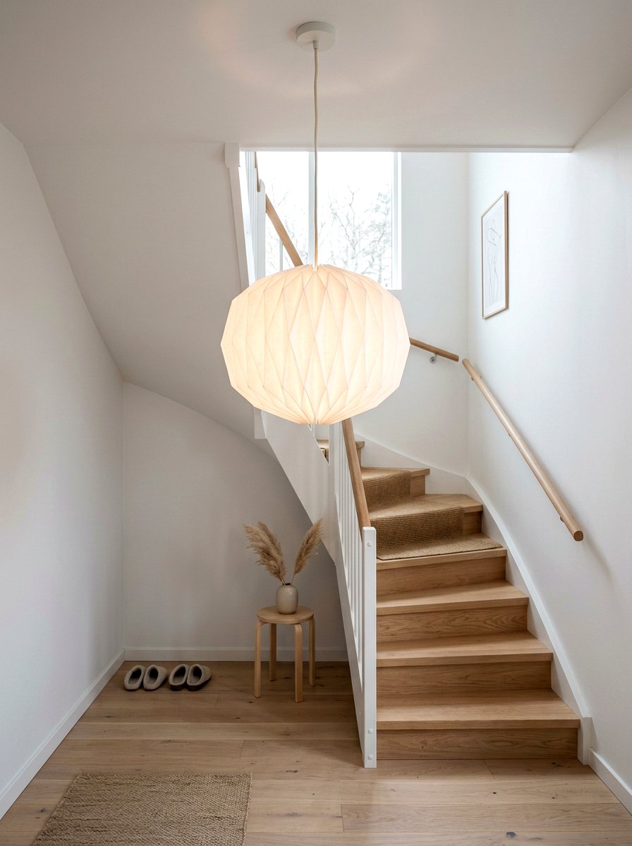 Scandinavian Paper Origami Light - 30 stairway chandelier ideas