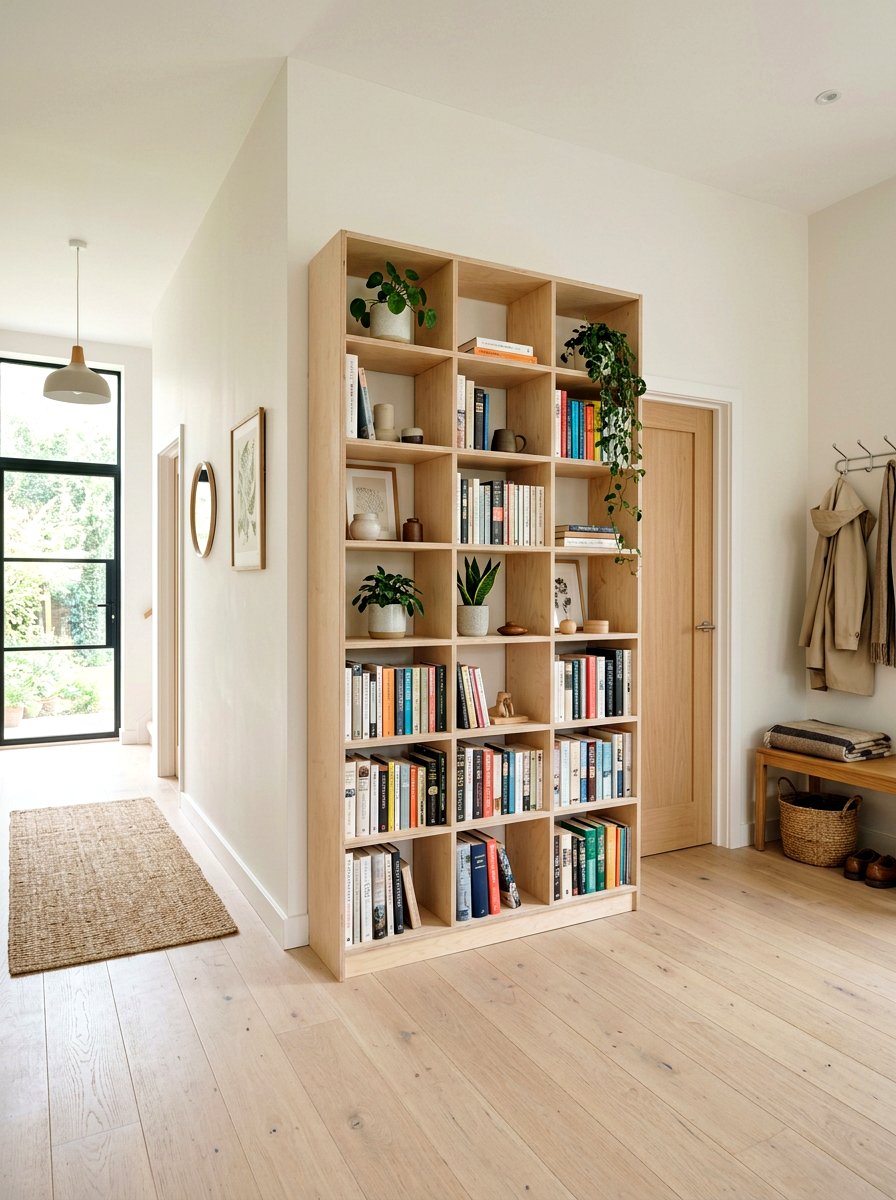 Scandinavian Plywood Bookshelf - 30 hallway bookshelf ideas