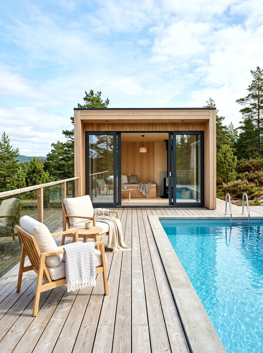 Scandinavian Pool House - 30 poolside lounge ideas