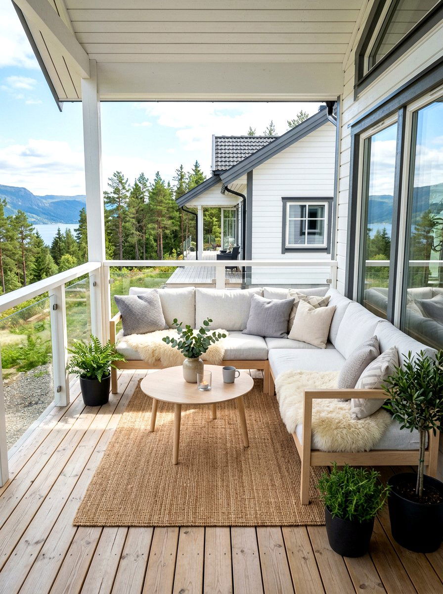 Scandinavian Porch Seating Area - 30 porch lounge ideas