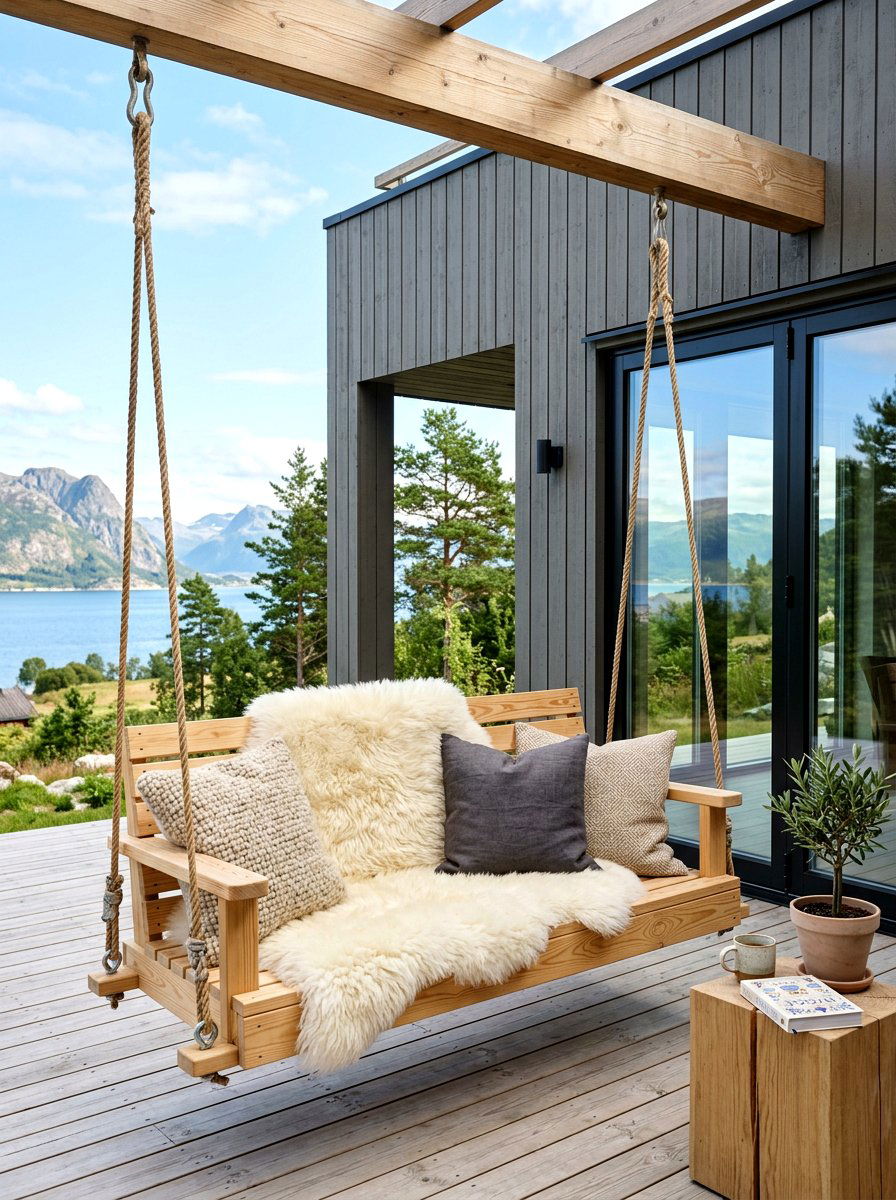 Scandinavian Porch Swing - 30 front porch swing ideas