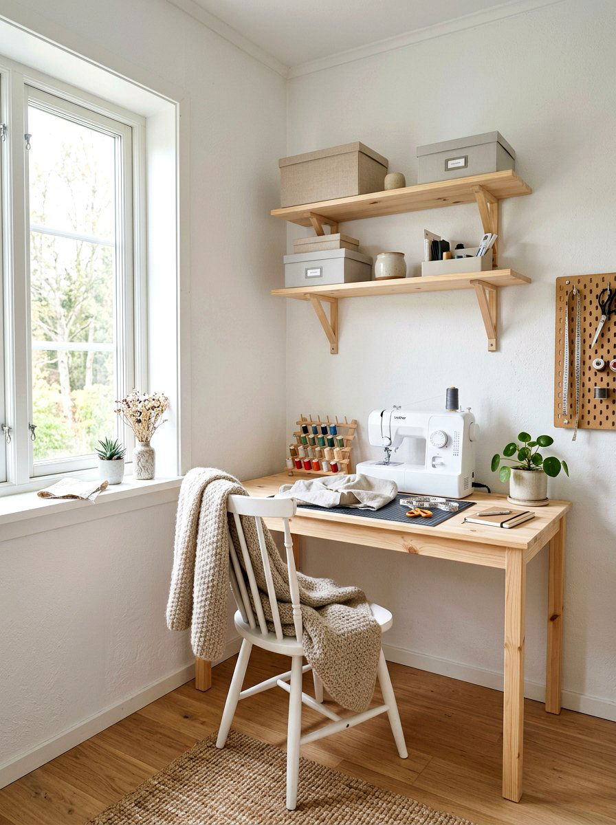 Scandinavian Sewing Nook - 30 sewing nook ideas