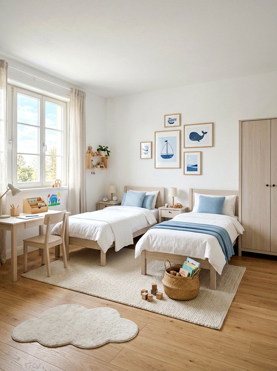 Scandinavian Shared Boys Room - 30 boys shared bedroom ideas