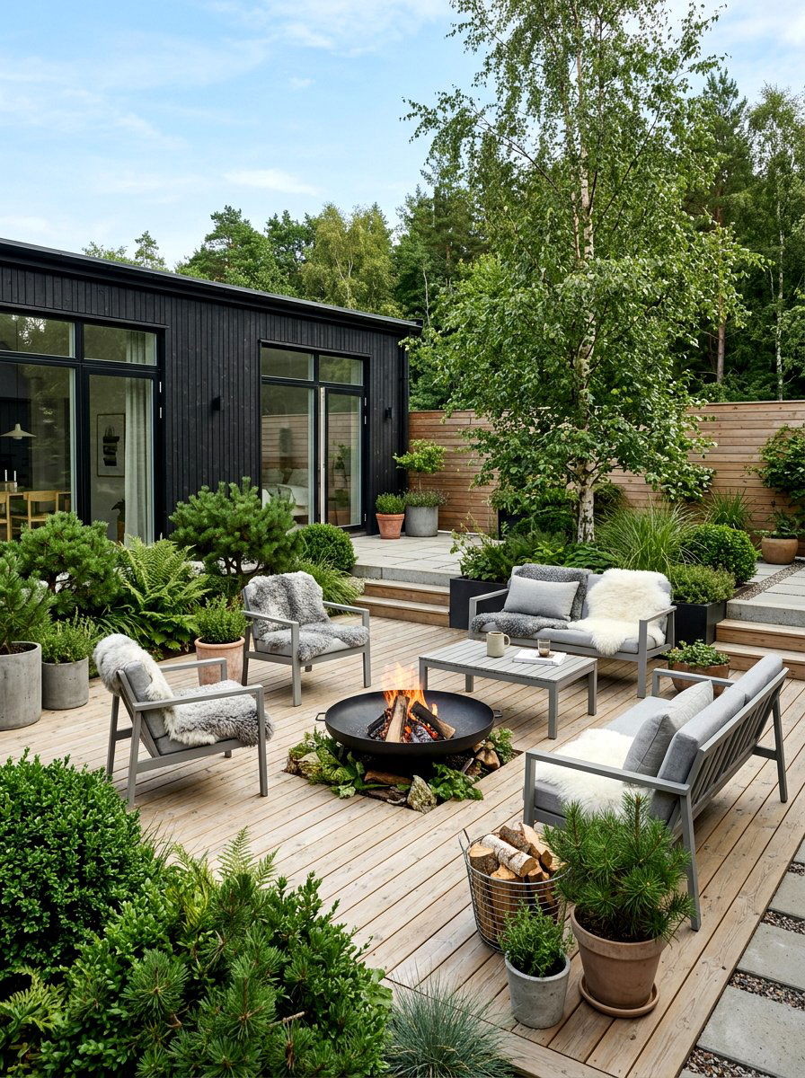 Scandinavian Simple Garden - 30 courtyard style backyard ideas
