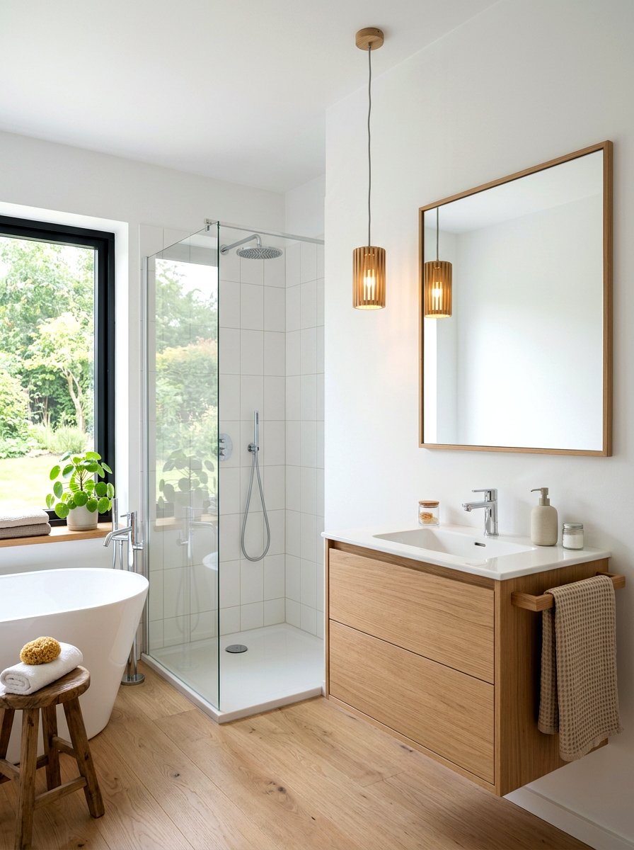 Scandinavian Simple Wood Lighting - 30 bathroom lighting ideas
