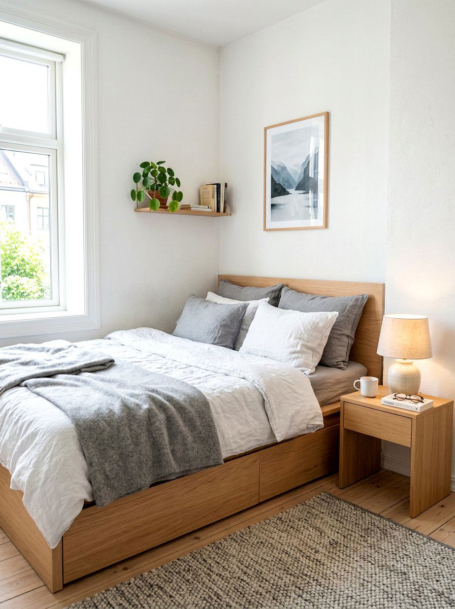 Scandinavian Studio Bed Nook - 30 studio sleeping nook ideas