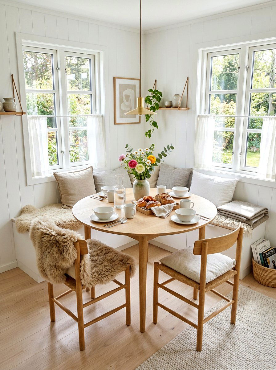 Scandinavian Style Breakfast Nook - 30 small dining nook ideas