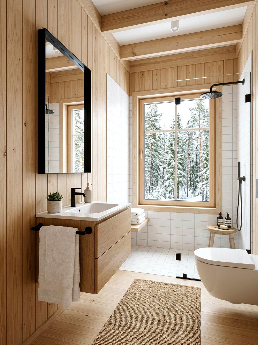 Scandinavian Style Cabin - 30 cabin bathroom ideas