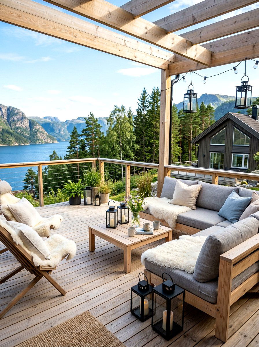 Scandinavian Style Deck - 30 deck decorating ideas
