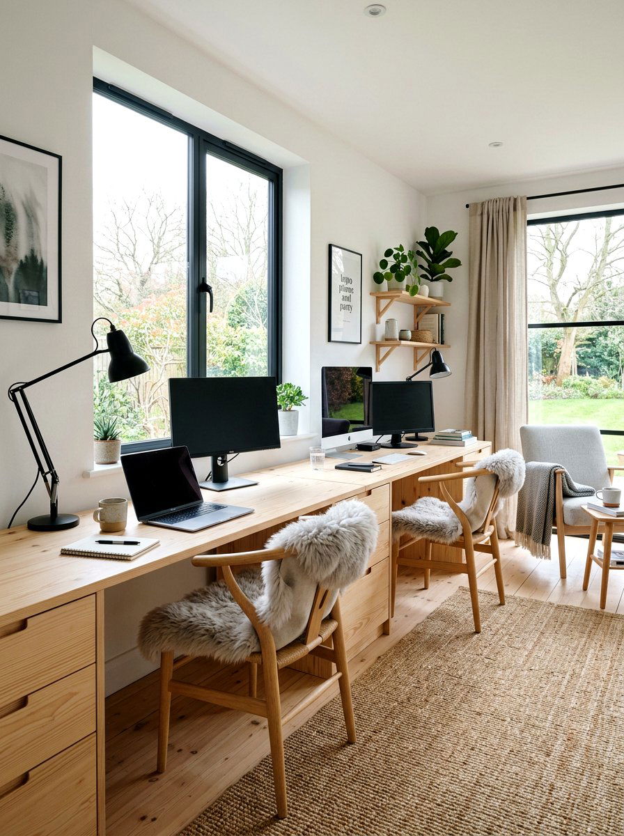 Scandinavian Style Dual Office - 30 shared office ideas