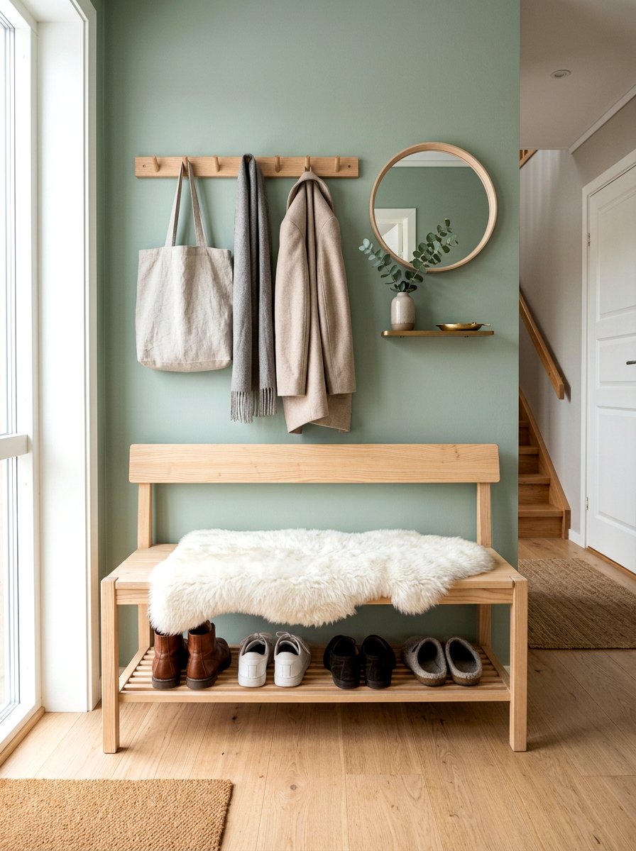 Scandinavian Style Entryway Bench - 30 entryway bench ideas