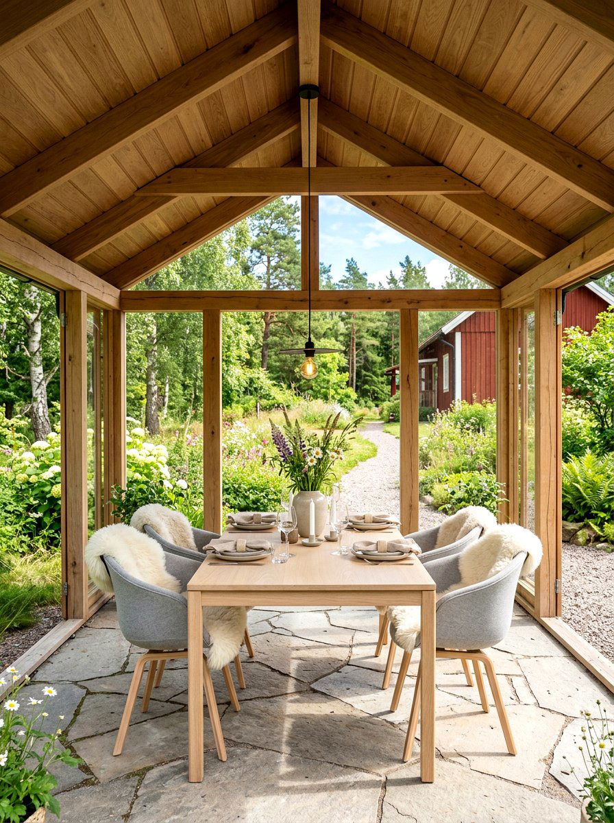 Scandinavian Style Gazebo Dining - 30 gazebo dining area ideas