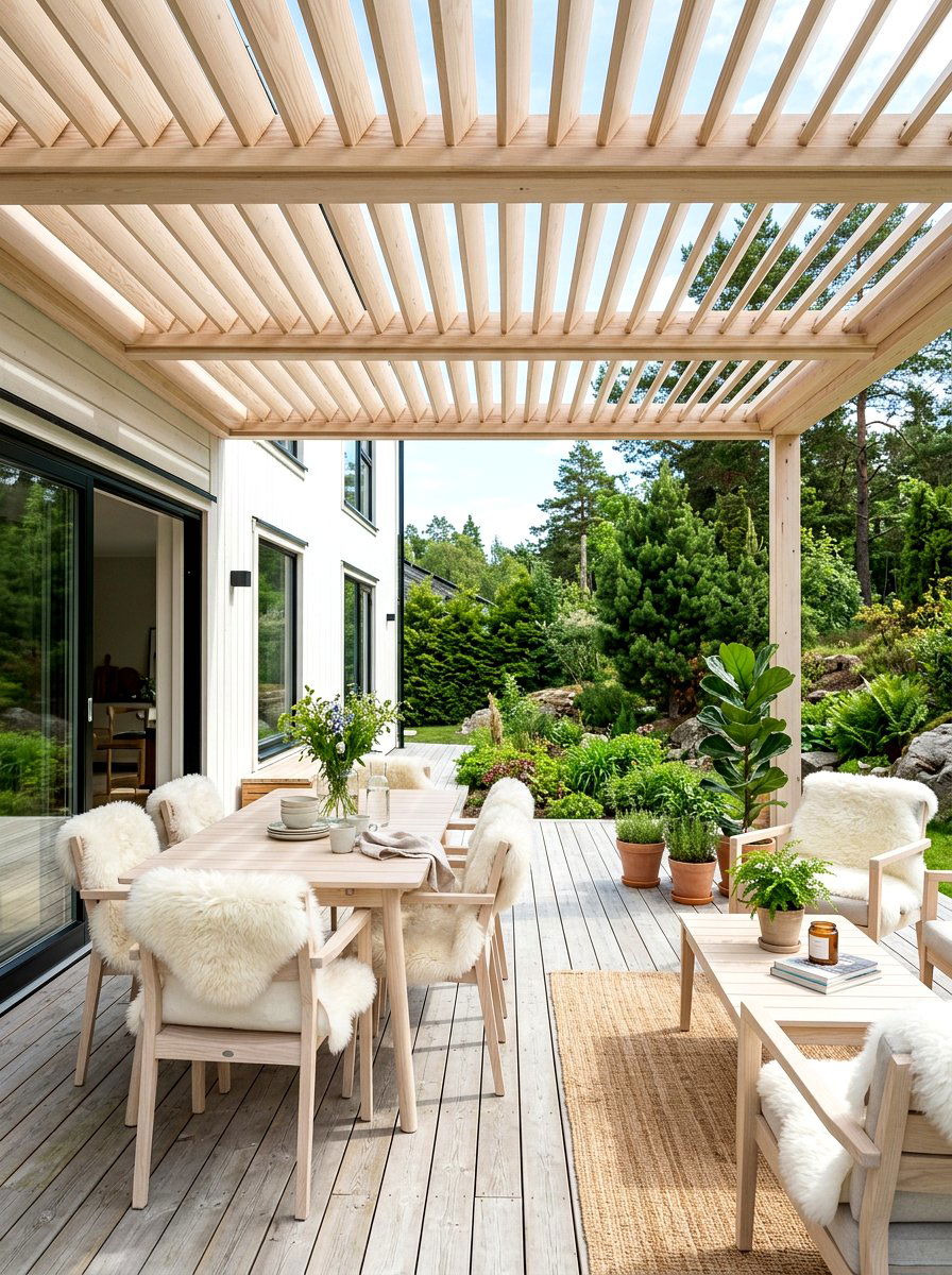 Scandinavian Style Louvered Patio - 30 louvered pergola patio ideas