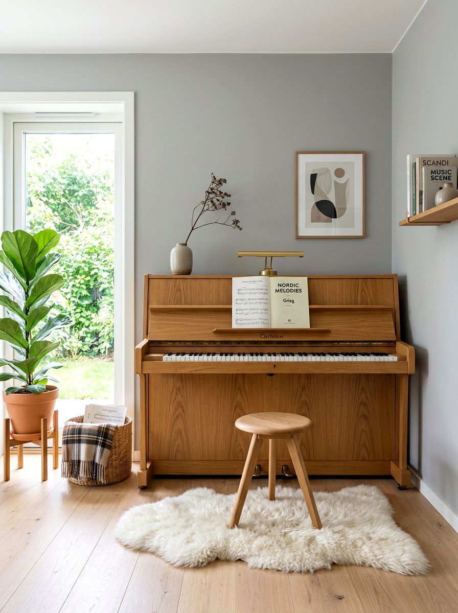 Scandinavian Style Music Nook - 30 piano corner ideas